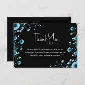 海インスパイア黒と青のフローラ結婚の サンキューカード (正面/裏面)