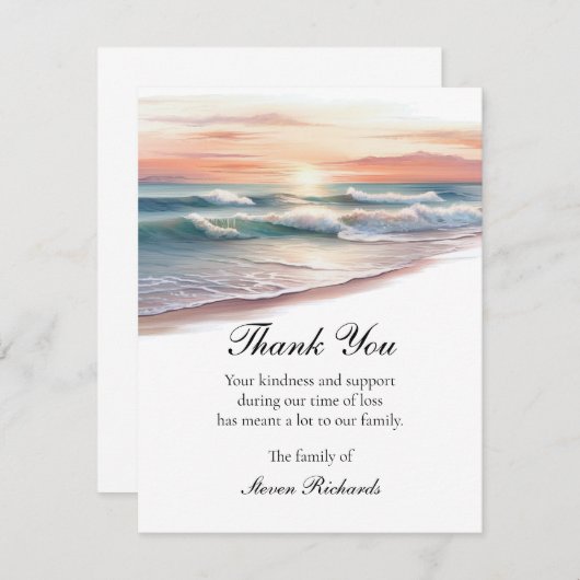 海ウェーブありがとうお葬式カード サンキューカード (正面/裏面)