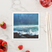 海ウェーブインハワイ – アクアティール(緑がかった色)ブルーネイビー スタンダードカクテルナプキン (インサイチュ)