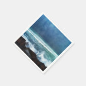 海ウェーブインハワイ – アクアティール(緑がかった色)ブルーネイビー スタンダードカクテルナプキン (角)