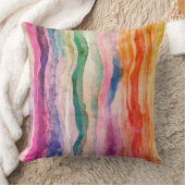 海ウェーブウォーターカラーレインボーインスパイアストライプ クッション (ブランケット)