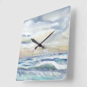 海ウェーブウォータービーチコースタルホームデコール スクエア壁時計 (傾斜)