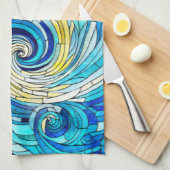 海ウェーブサンモザイクアート キッチンタオル (四つ折り)