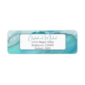 海ウェーブシーンブルーモダンシック ラベル (正面)