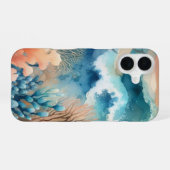 海ウェーブズサンゴ海洋生物 iPhone 16ケース (裏面横)