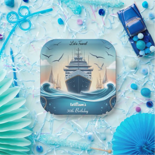 海ウェーブズトラベルいかりヨット30th誕生日 ペーパープレート (パーティー)