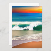 海ウェーブビーチアットサンセットかわいらしビーチ サンキューカード (正面/裏面)