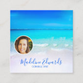 海ウェーブビーチブルーシーンモダン写真 スクエア名刺 (正面)