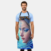 海ウェーブファンタジー女神アート エプロン (着用した状態)