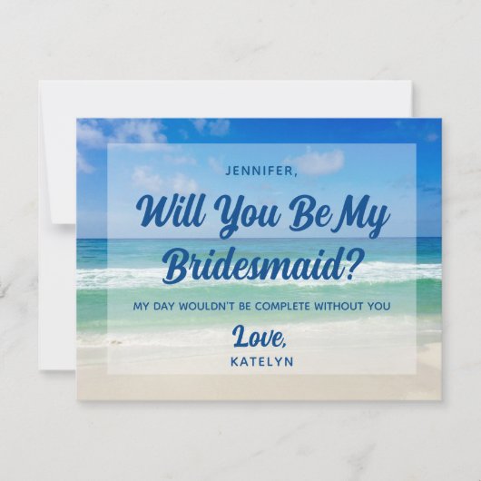 海ウェーブフォトビーチ私の花嫁になる 招待状 (正面)