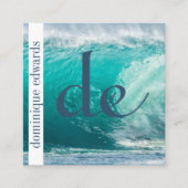 海ウェーブブループロフェッショナルQRコードモノグラム スクエア名刺 (正面)