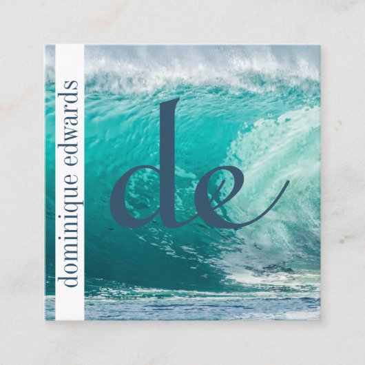 海ウェーブブループロフェッショナルQRコードモノグラム スクエア名刺 (正面)