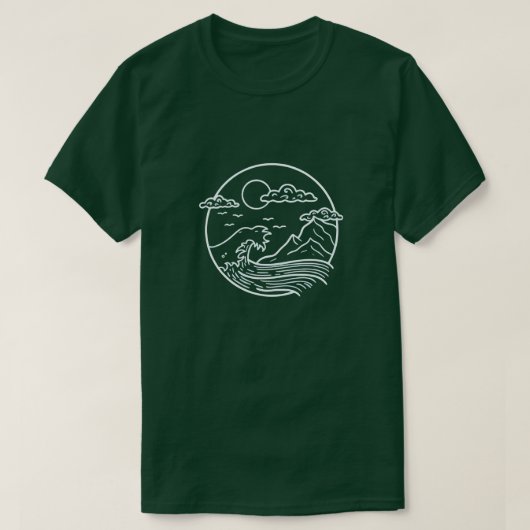 海ウェーブマウンテンムーンTシャツ Tシャツ (デザイン正面)