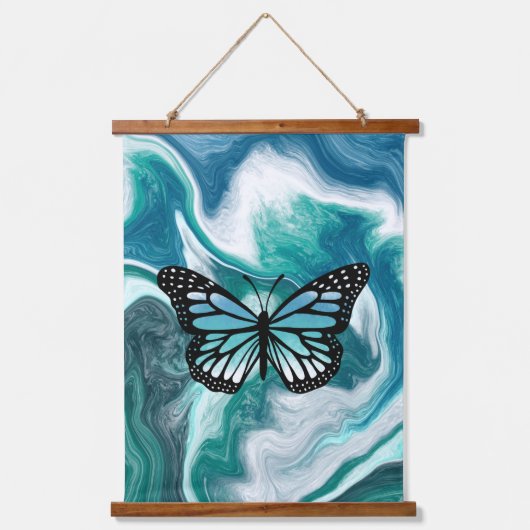 海ウェーブ抽象芸術バタフライアート 吊り下げ型タペストリー (正面)