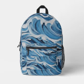 海ウェーブ抽象芸術バックパック プリントバックパック (正面)