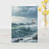 海ウェーブ誕生日カード カード (黄色い花)