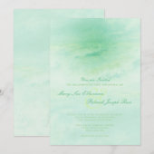 海ウェーブ：シーフオムグリーン結婚式招待状 招待状 (正面/裏面)
