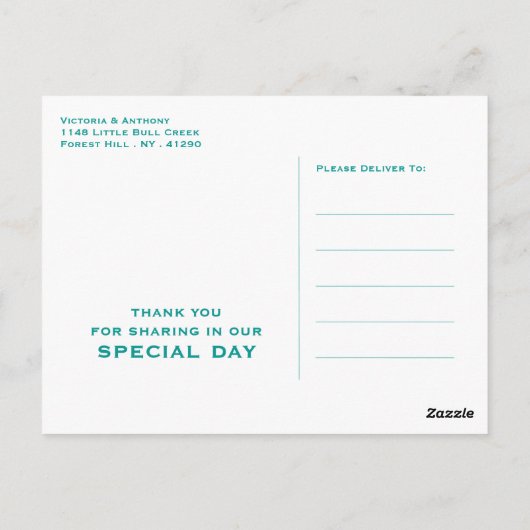 海ウェーブ、ビーチ結婚式ありがとう ポストカード (裏面)