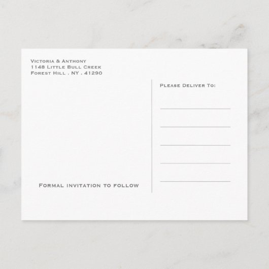 海ウェーブ、ビーチ結婚式日付の保存 案内ポストカード (裏面)