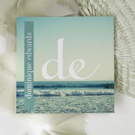 海ウェーブQRプロフェッショナルモノグラムホワイト スクエア名刺