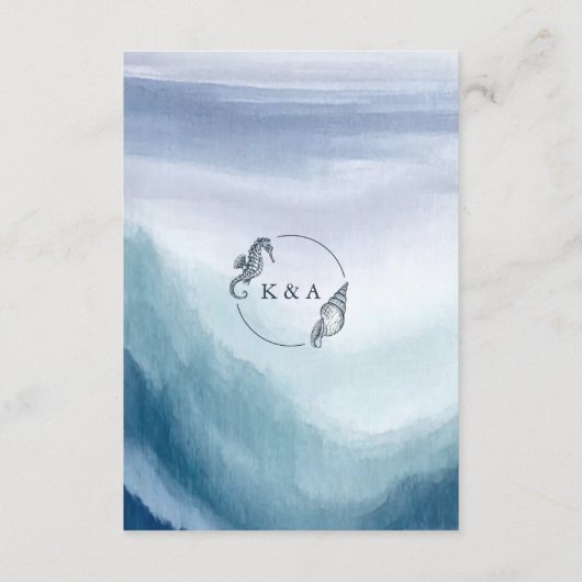 海ウェー航海のズモノグラムウェディングレセプション エンクロージャーカード (裏面)