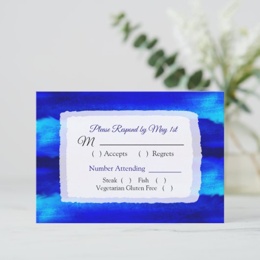 海ウォーターブルービーチウェディングRSVPカード 出欠カード (スタンド正面)