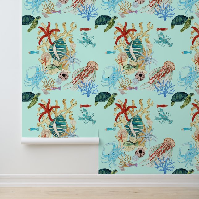 海ウミガニヒトデの水彩シーン 壁紙 (アプリケーション)