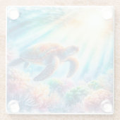 海ウミガメの下 ガラスコースター (裏面)