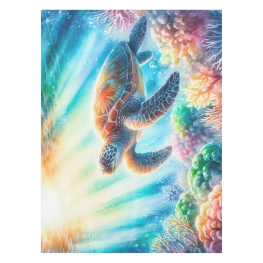 海ウミガメの下 テーブルクロス (正面)