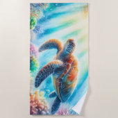 海ウミガメの下 ビーチタオル (正面)