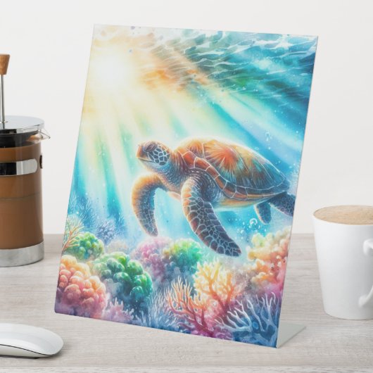 海ウミガメの下 台座サイン (インサイチュ)