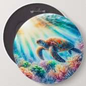 海ウミガメの下 缶バッジ (正面&裏面)