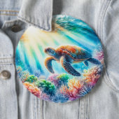 海ウミガメの下 缶バッジ (インサイチュ)