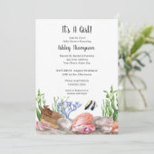 海ウミガメ女の子ベビーシャワー招待状 招待状 (スタンド正面)