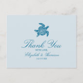 海ウミガメ海ブルービーチ結婚式ありがとう ポストカード (正面)