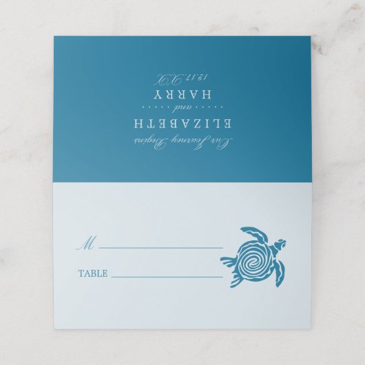 海ウミガメ、シーブルービーチ結婚式 プレイスカード (外部開封)