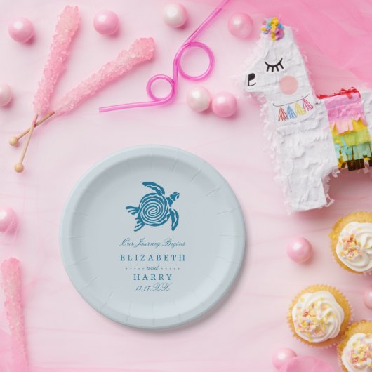 海ウミガメ、シーブルービーチ結婚式 ペーパープレート (パーティー)