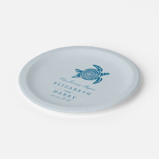 海ウミガメ、シーブルービーチ結婚式 ペーパープレート (アングル)