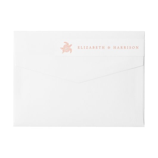 海ウミガメ、ソフトサンゴビーチ結婚式 ラップアラウンドラベル (裏面)