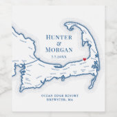 海エッジブルスターの目的地の結婚式 ワインラベル (シングルラベル)