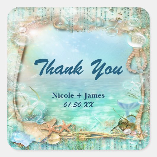 海エレガントのビーチで魅了される スクエアシール (正面)