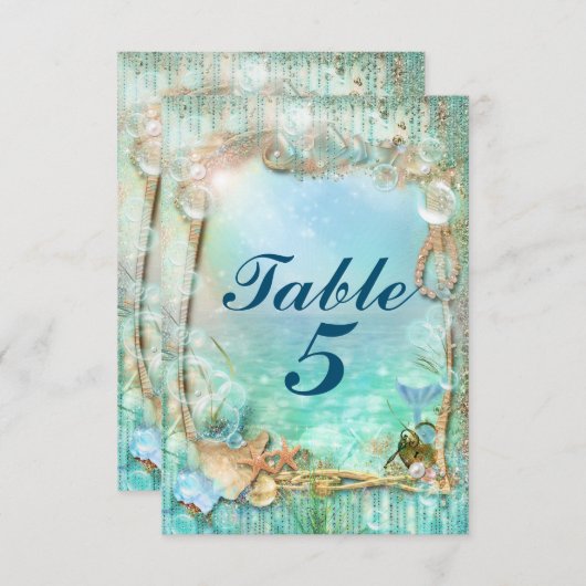 海エレガントのビーチ台番号で魅了される 招待状 (正面/裏面)