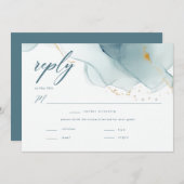 海エレガントビーチダスティブルー結婚ズの食事RSVP (正面/裏面)