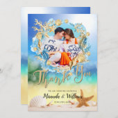 海エレガントビーチヒトデ殻サンキューカード 招待状 (正面/裏面)