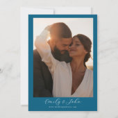 海エレガントブルー熱帯の花結婚写真 セーブザデート (裏面)