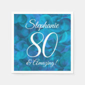 海エレガントブルー80と素晴らしい誕生日パーティー スタンダードカクテルナプキン (正面)