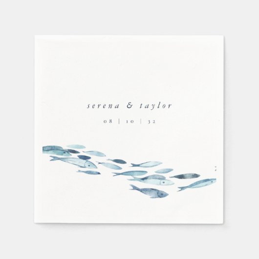 海エレガント岸の青い水の色の結婚魚 スタンダードカクテルナプキン (正面)