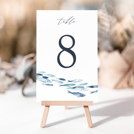 海エレガント岸の青い水の色の結婚魚 テーブルナンバー