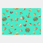 海エレガント岸をテーマ航海のにした青と白 ラッピングペーパーシート (正面3)