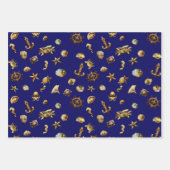 海エレガント岸をテーマ航海のにした青と白 ラッピングペーパーシート (正面)